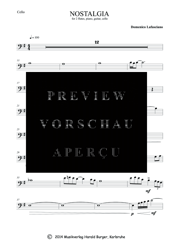 Produktgalerie: Seite 2 von 3 Nostalgia (Einzelstimmen), , Gemischtes Ensemble - Cello Stimme