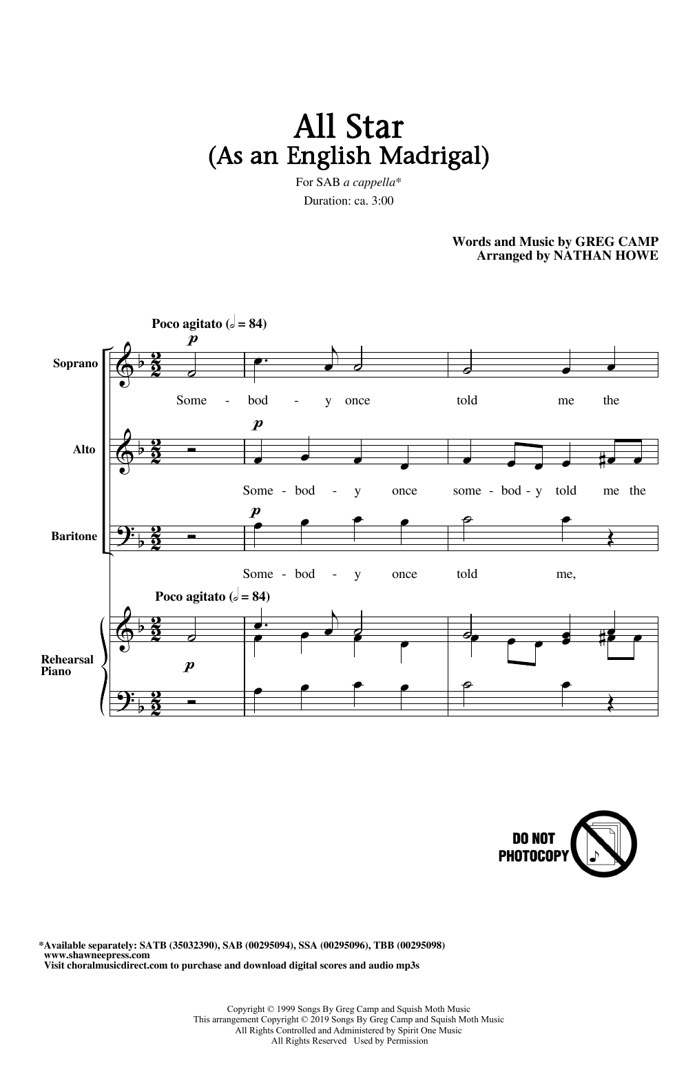 Product picture to: All Star (As an English Madrigal) (arr. Nathan Howe)