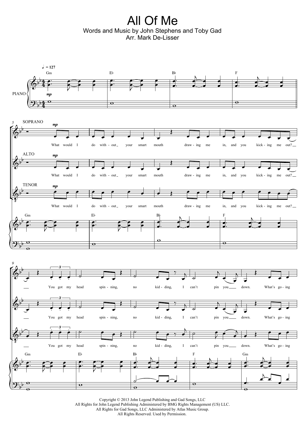 Product picture to: All Of Me (arr. Mark De-Lisser)