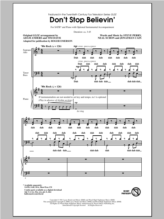 Product picture to: Don't Stop Believin' (arr. Roger Emerson)