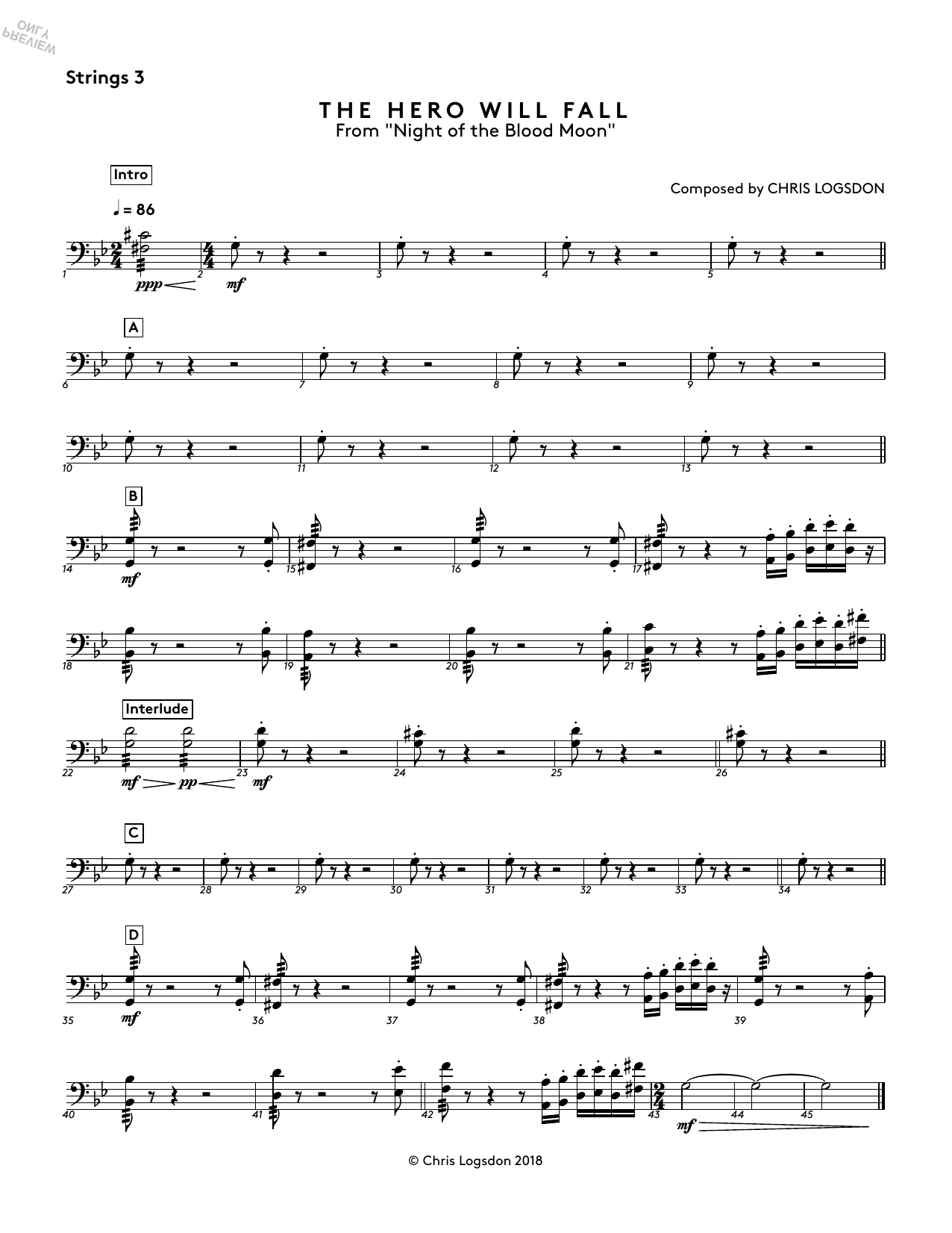 Produktbild zu: The Hero Will Fall (from Night of the Blood Moon) - Strings 3