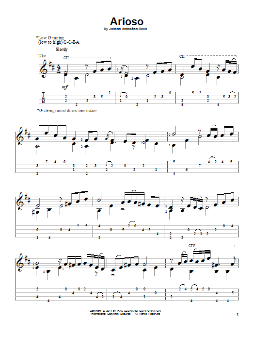 Produktgalerie: Seite 1 von 1 Arioso, Johann Sebastian Bach, Ukulele