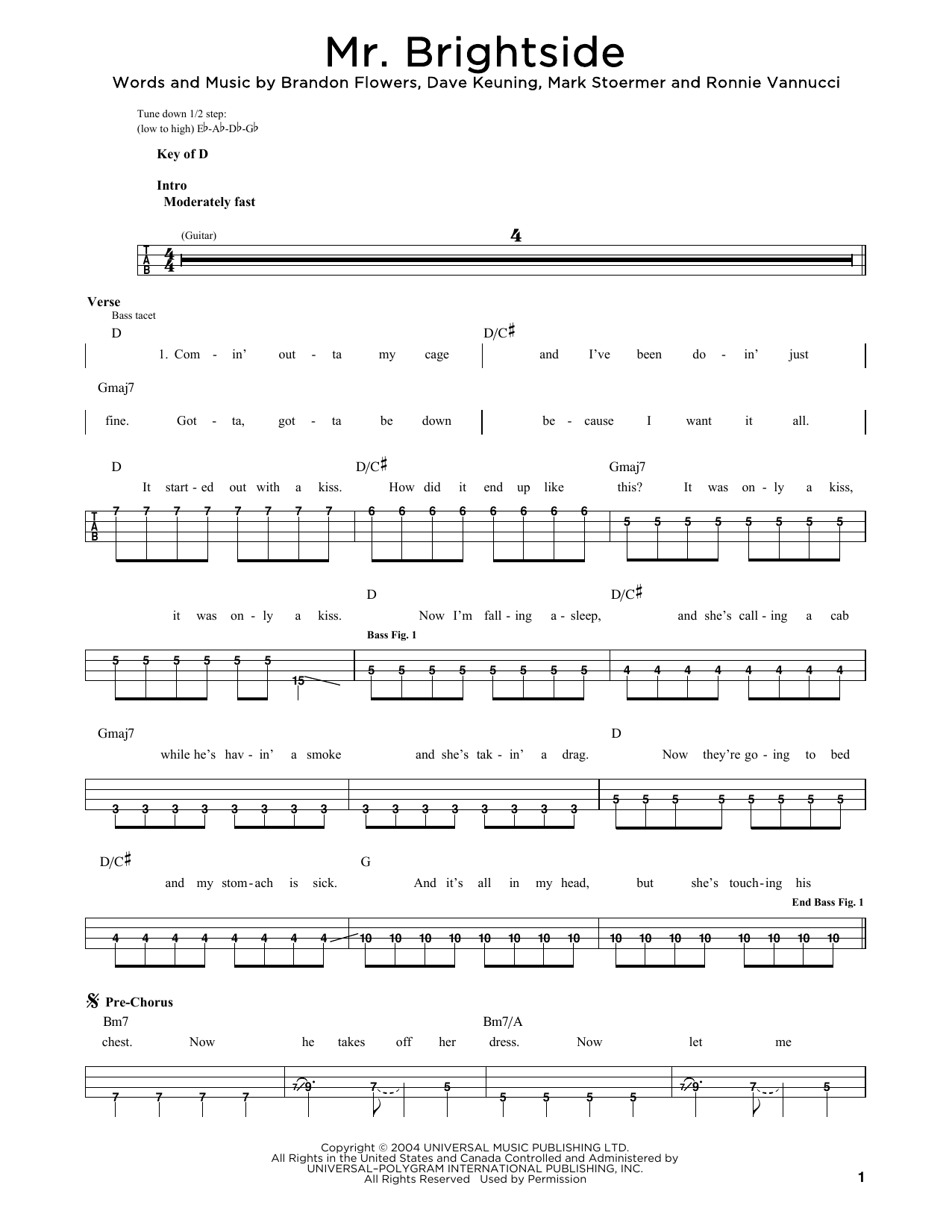 Produktgalerie: Seite 1 von 1 Mr. Brightside, The Killers, E-Bass, Gitarre