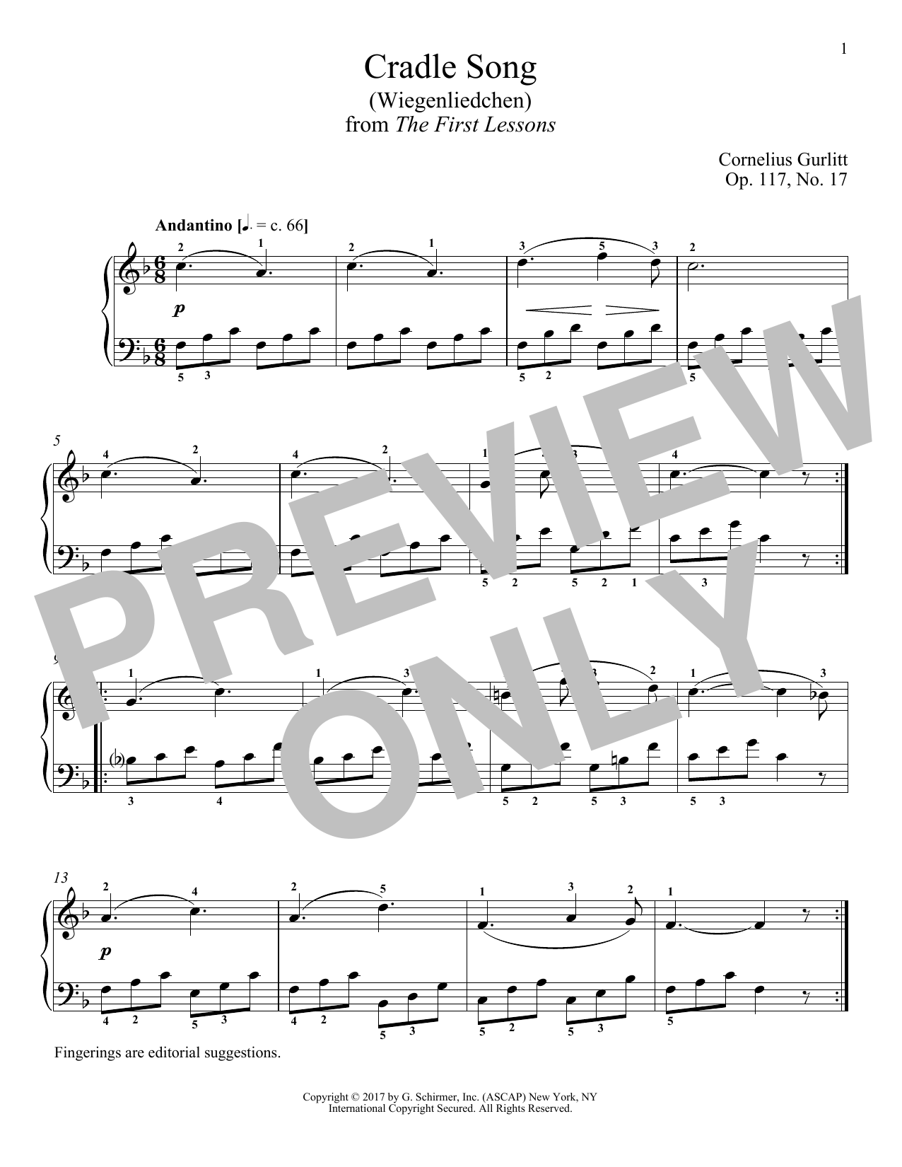 Product gallery: Page 1 of 1 Cradle Song (Wiegenliedchen), Op. 117, No. 17, Cornelius Gurlitt