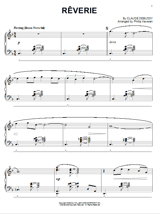 Product gallery: Page 1 of 1 Reverie [Jazz version] (arr. Phillip Keveren), Claude Debussy