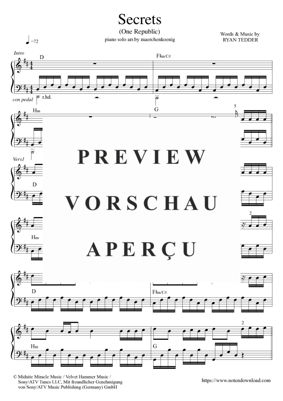 gallery: Secrets, One Republic, (piano solo)