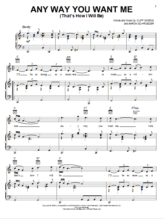 Produktgalerie: Seite 1 von 1 Any Way You Want Me, Elvis Presley, Gesang, Gitarre, Klavier