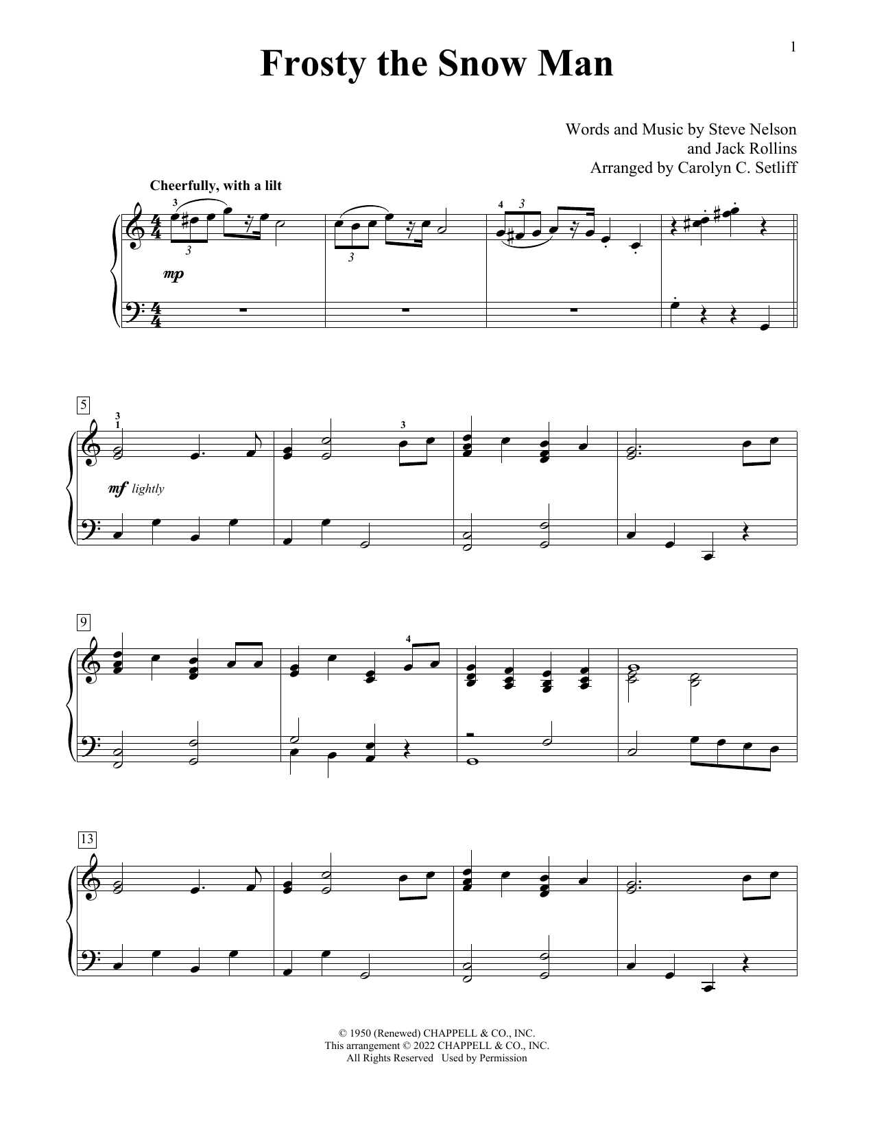 Product picture to: Frosty The Snow Man (arr. Carolyn C. Setliff)