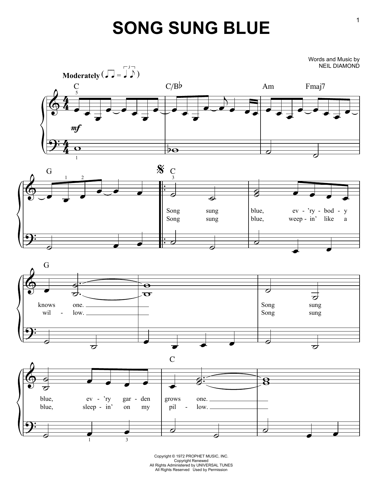 Produktgalerie: Seite 1 von 1 Song Sung Blue, Neil Diamond, Klavier