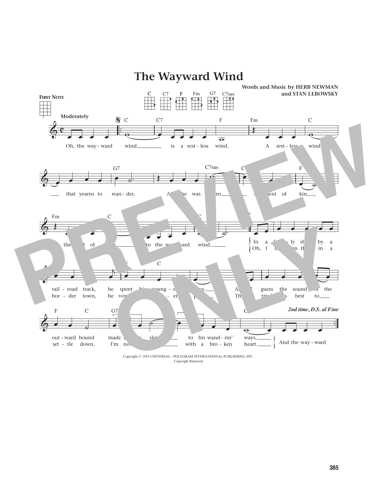 Produktgalerie: Seite 1 von 1 The Wayward Wind (from The Daily Ukulele) (arr. Jim Beloff), Patsy Cline, Ukulele