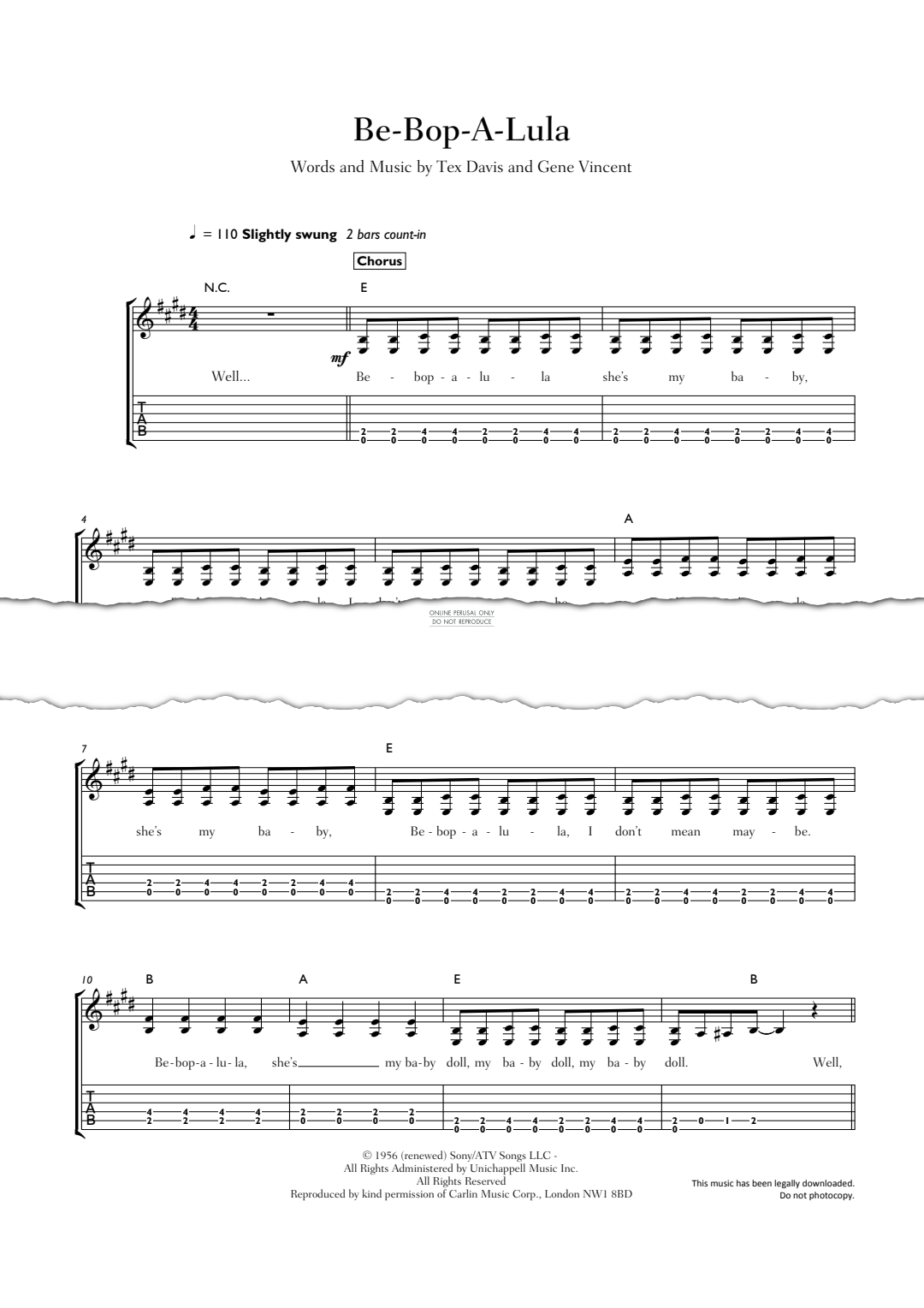 Produktgalerie: Seite 1 von 1 Be-Bop-A-Lula, Gene Vincent, Gitarre