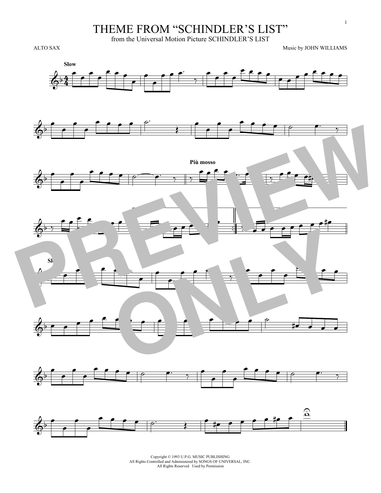 Product gallery: Page 1 of 1 Theme From Schindler's List, John Williams