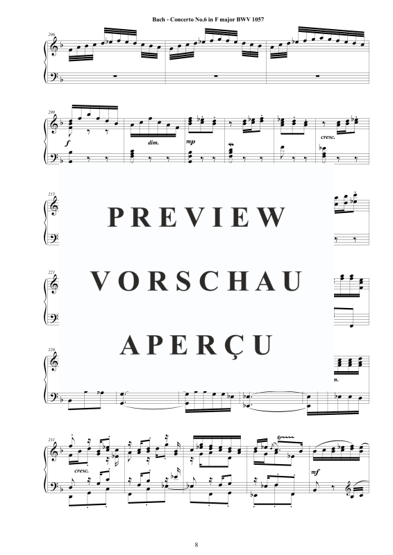 Produktgalerie: Seite 9 von 11 Konzert Nr. 6 in F-Dur BWV 1057, , Klavier Solo
