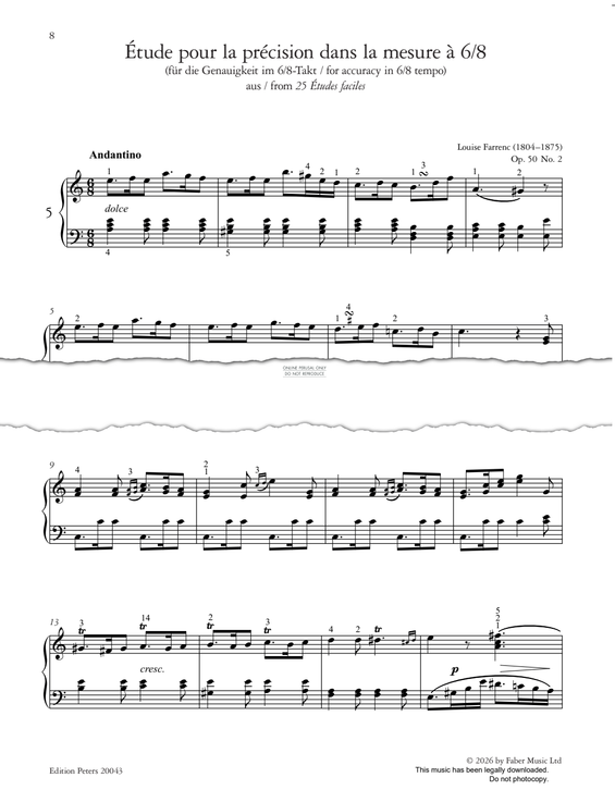 Produktgalerie: Seite 1 von 1 Étude in A Minor Op.50, No.2, Louise Farrenc, Klavier