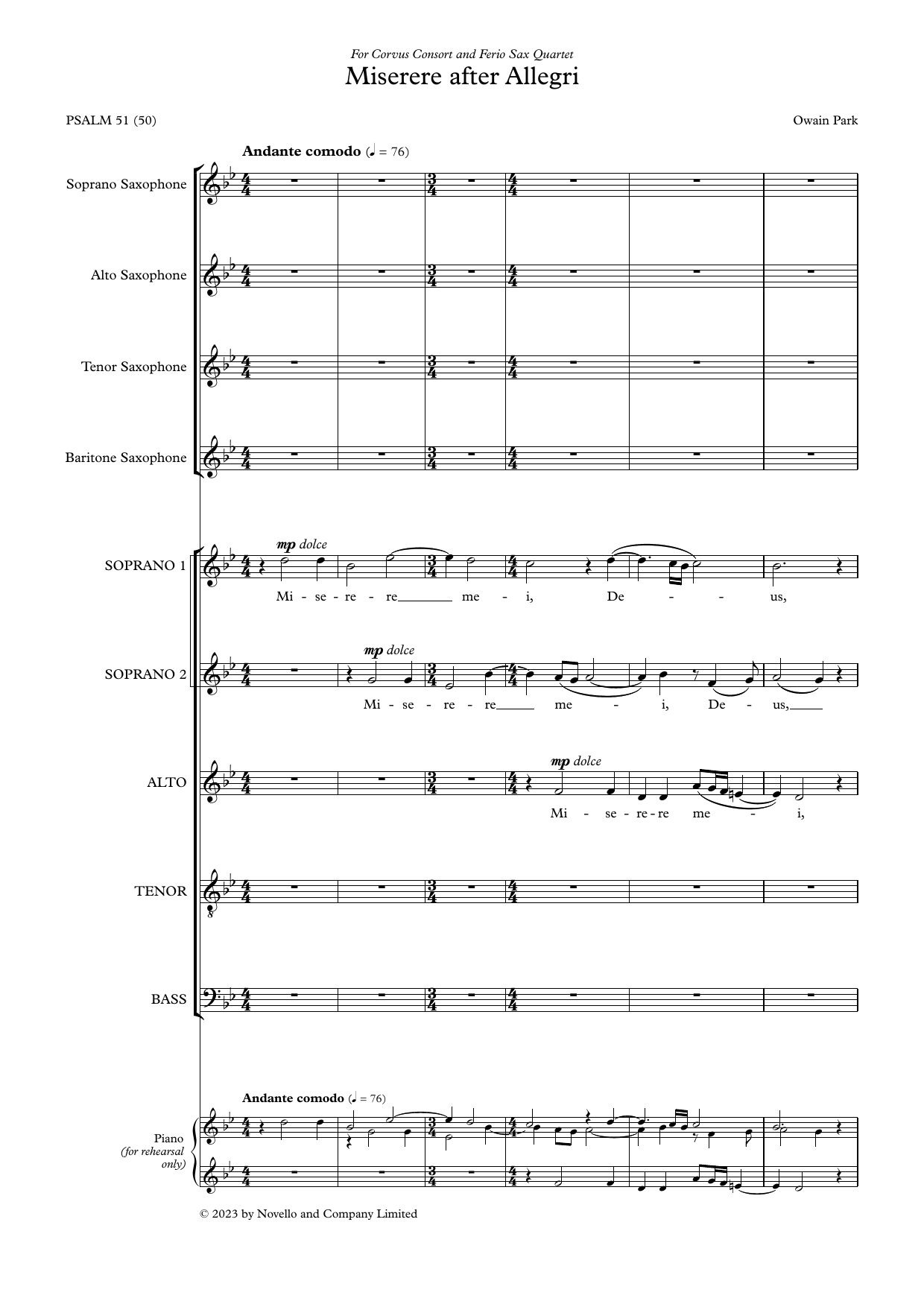 Produktbild zu:  Miserere after Allegri (Score) - Owain Park