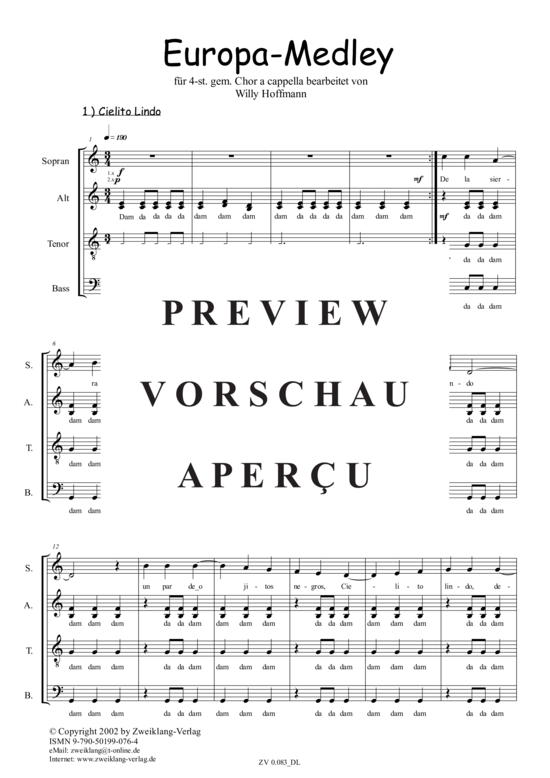 gallery: Europa_Medley , , (Gemischter Chor SATB)