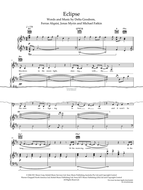 Produktgalerie: Seite 1 von 1 Eclipse, Delta Goodrem, Gesang, Gitarre, Klavier