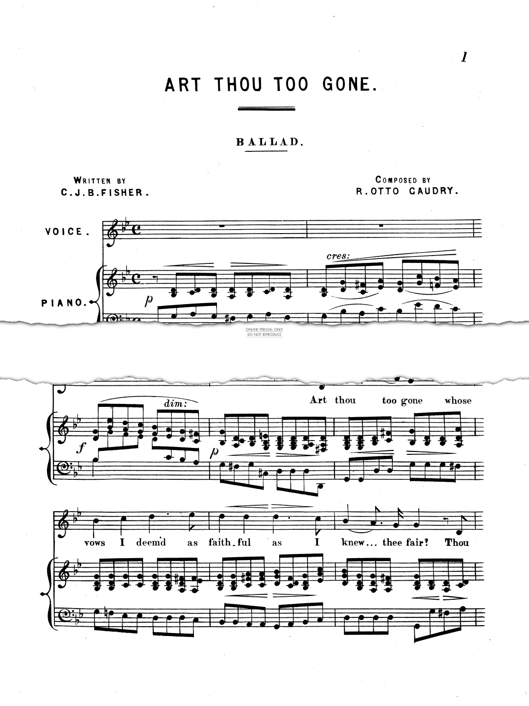 Produktgalerie: Seite 1 von 1 Art Thou Too Gone, Richard Otto Gaudry, Gesang, Klavier