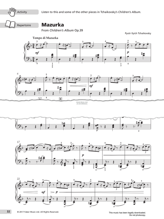 Produktgalerie: Seite 1 von 1 Mazurka (from 'Children's Album Op.39'), Pyotr Ilyich Tchaikovsky, Klavier