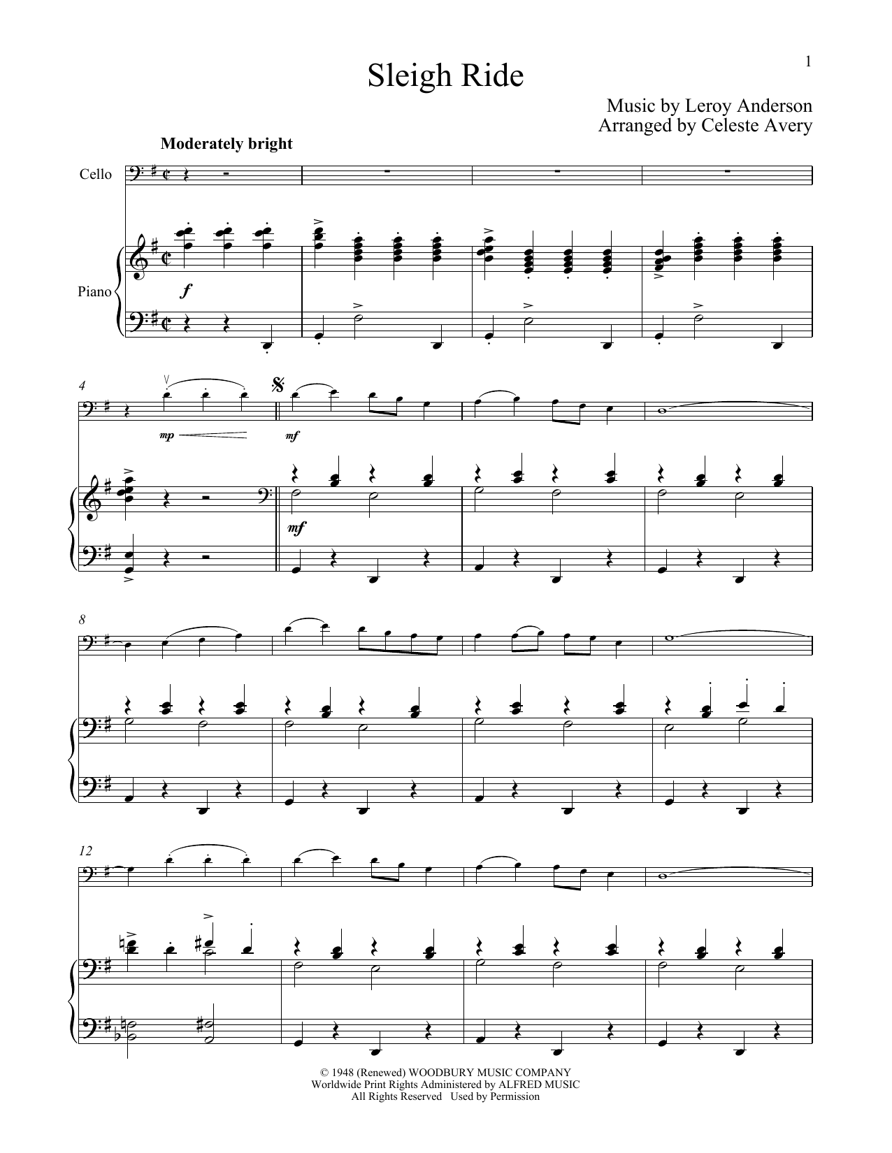 Produktgalerie: Seite 1 von 1 Sleigh Ride, Leroy Anderson, Klavier, Violoncello