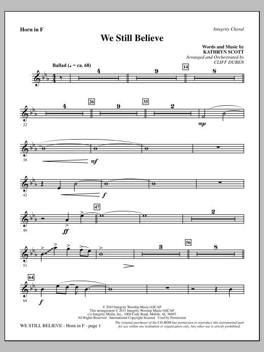 Produktbild zu: We Still Believe - F Horn