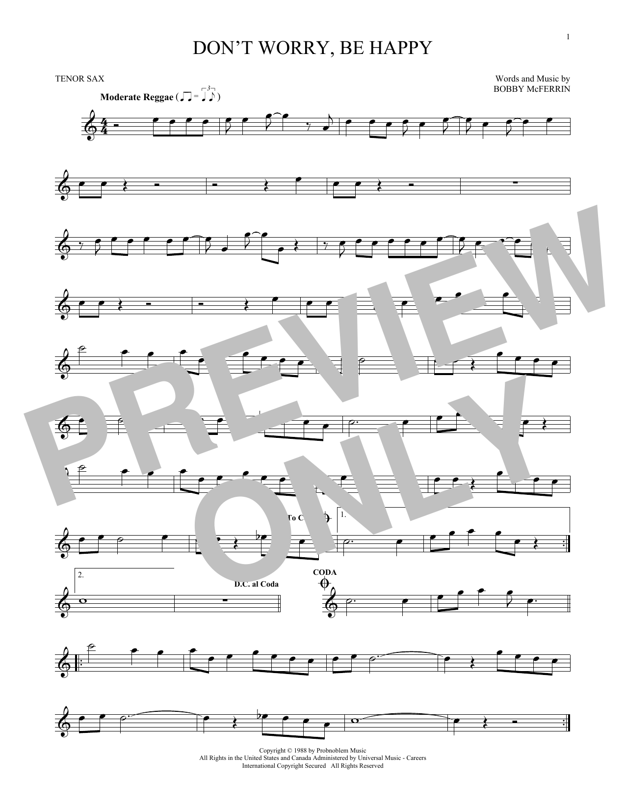Product gallery: Page 1 of 1 Don't Worry, Be Happy, Bobby McFerrin