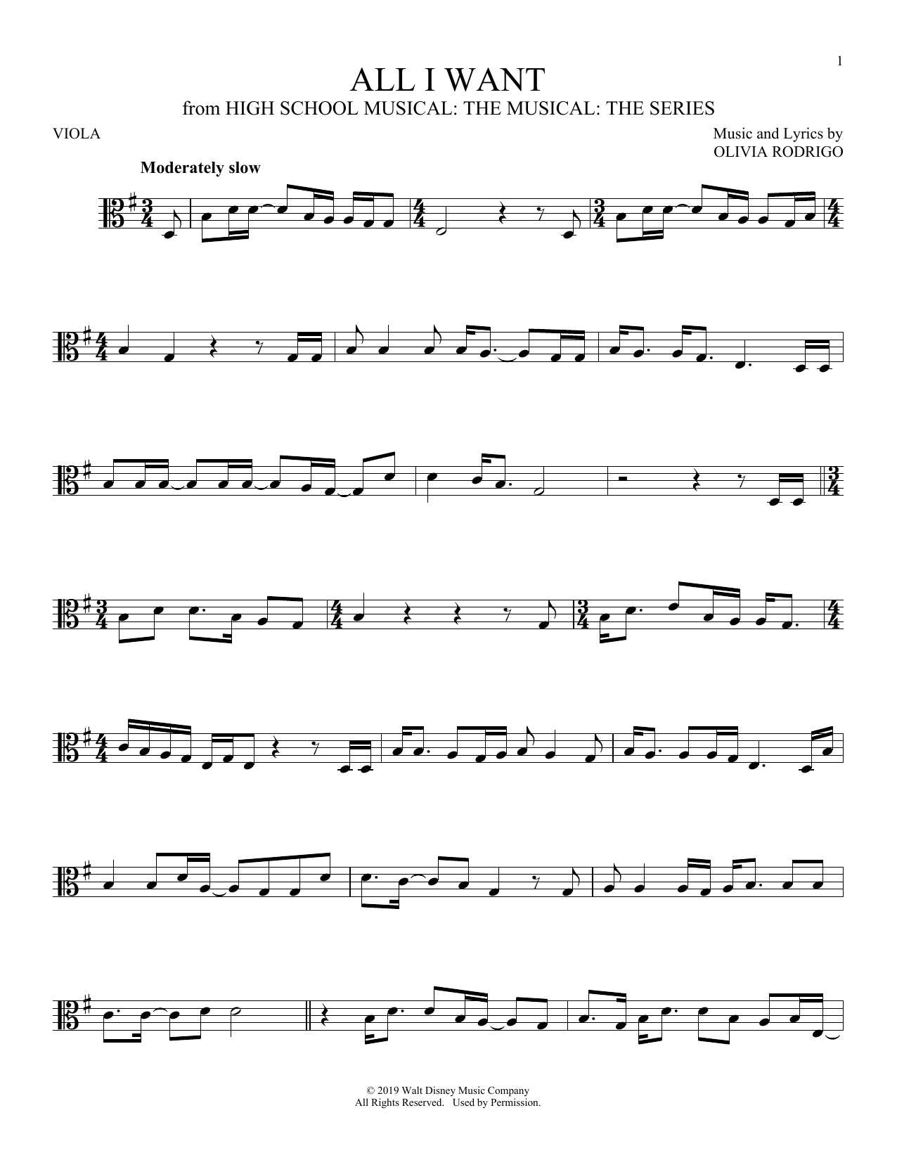 Product gallery: Page 1 of 1 All I Want (from High School Musical: The Musical: The Series), Olivia Rodrigo