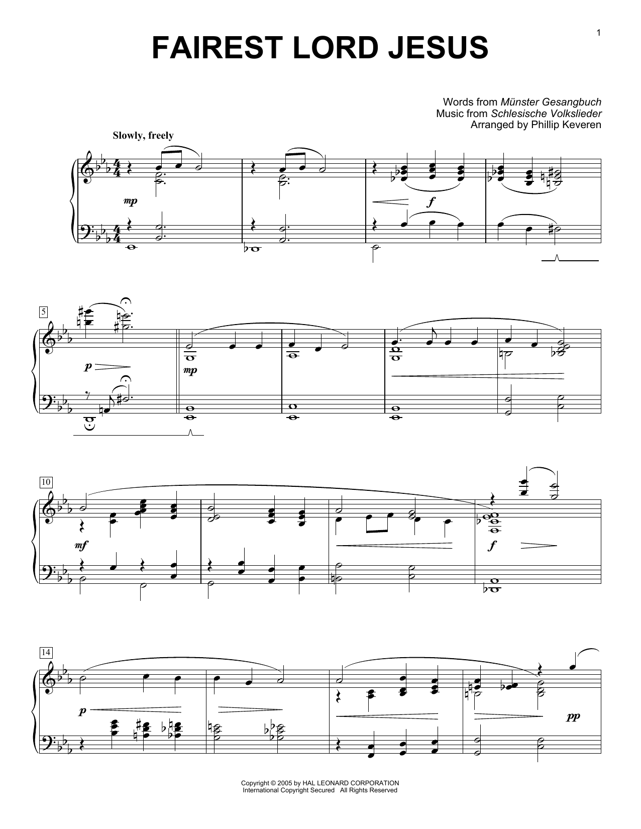 Product gallery: Page 1 of 1 Fairest Lord Jesus [Jazz version] (arr. Phillip Keveren), Munster Gesangbuch