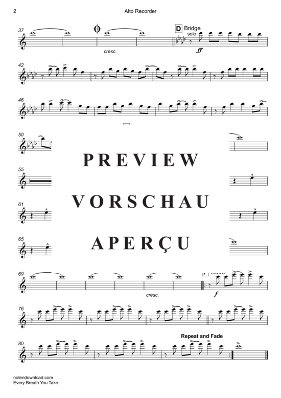 Product gallery: Page 11 of 17 Every Breath You Take , Police, (recorder quintet SATTB)