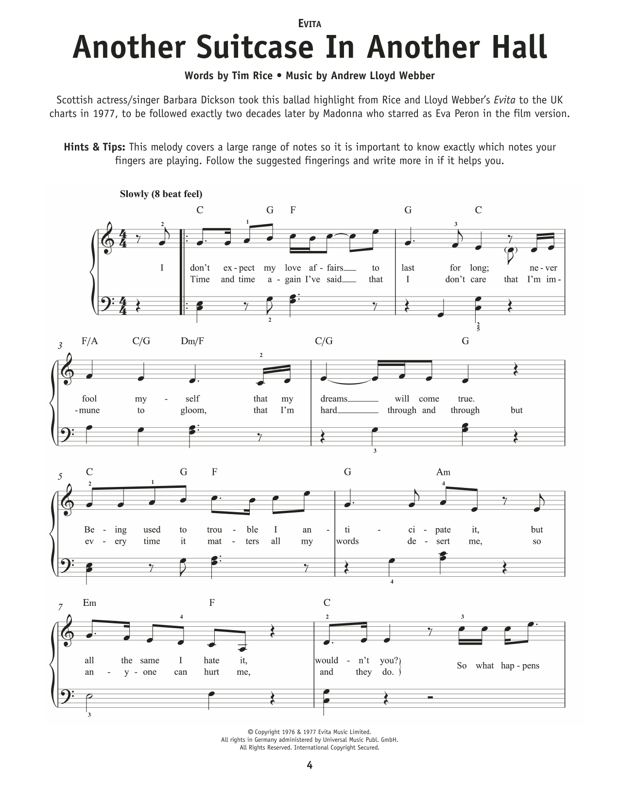 Produktbild zu: Another Suitcase In Another Hall (from Evita)