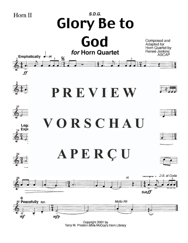 Produktgalerie: Seite 9 von 11 Glory be to God, , Horn Quartett