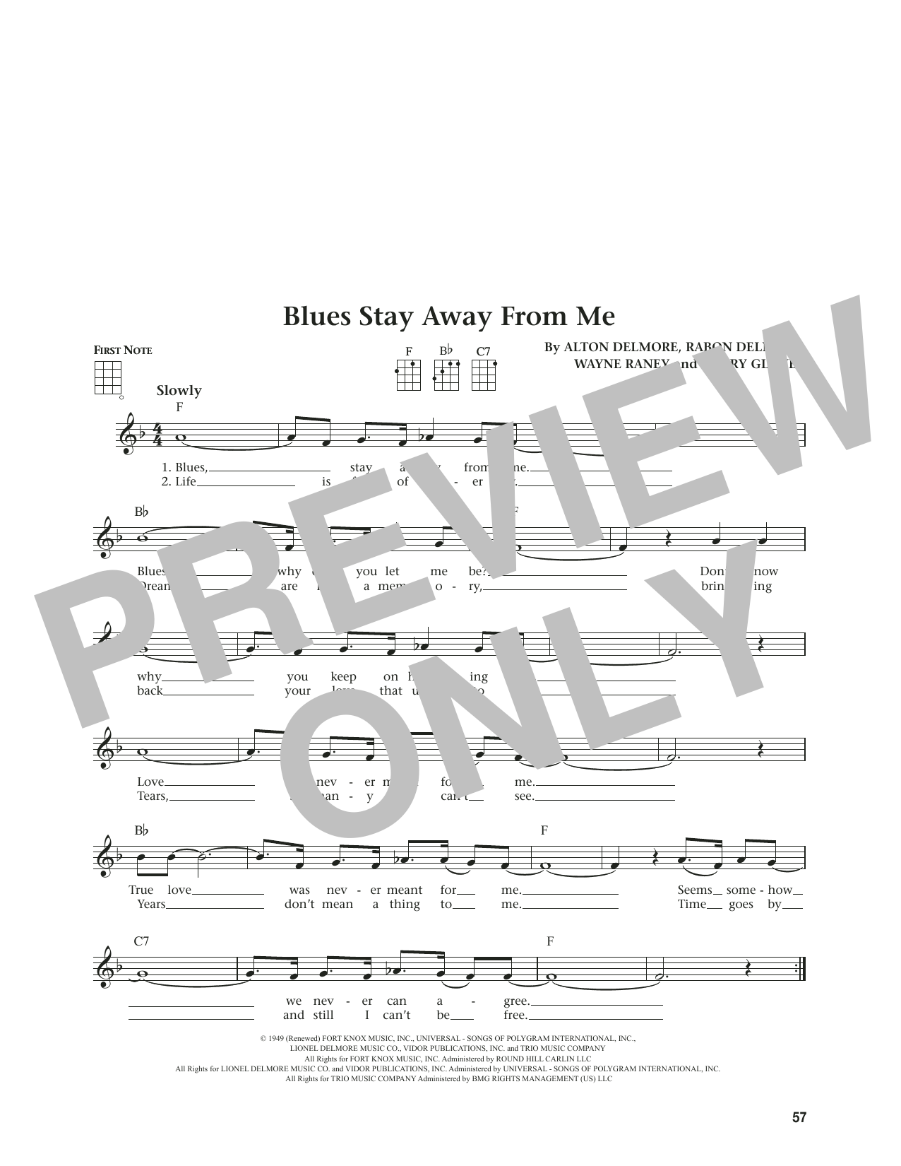Produktgalerie: Seite 1 von 1 Blues Stay Away From Me (from The Daily Ukulele) (arr. Jim Beloff), Delmore Brothers, Ukulele