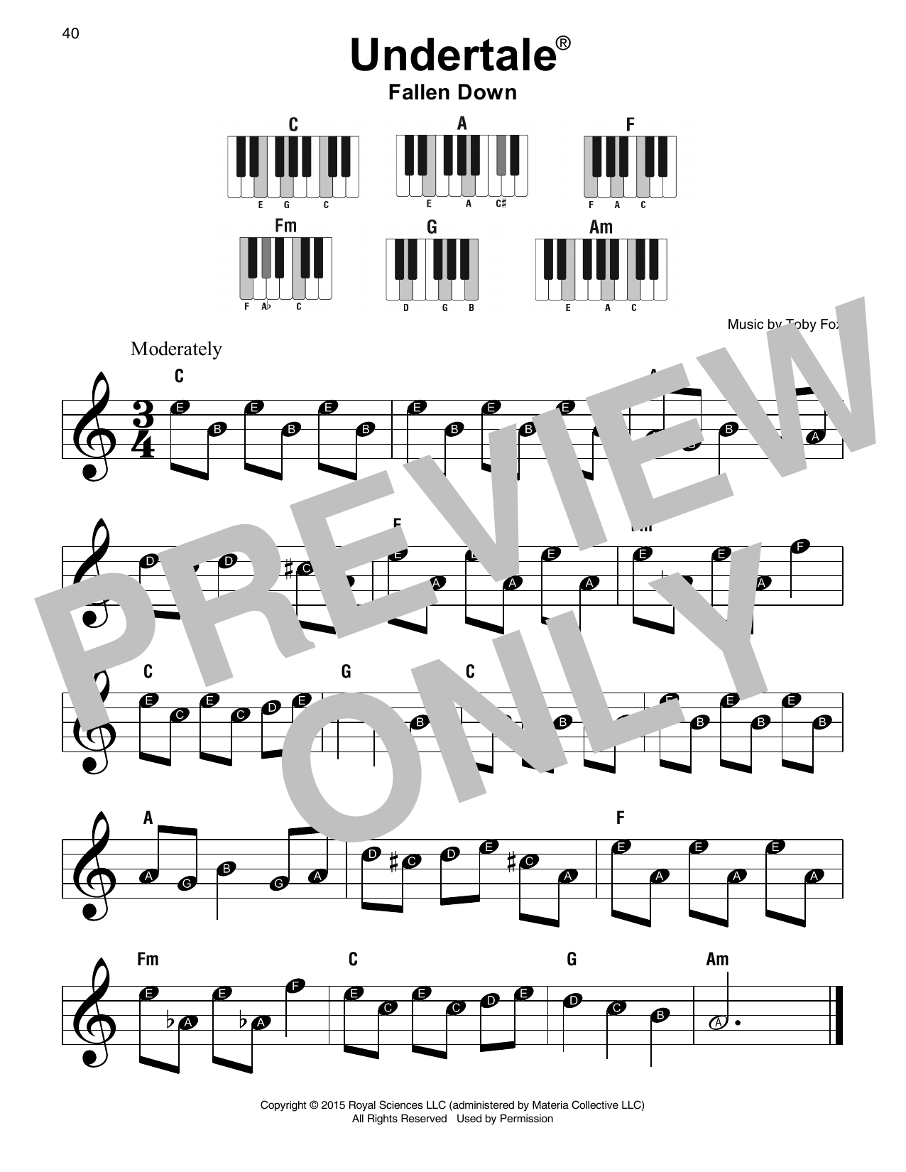 Produktgalerie: Seite 1 von 1 Fallen Down (from Undertale), Toby Fox, Klavier