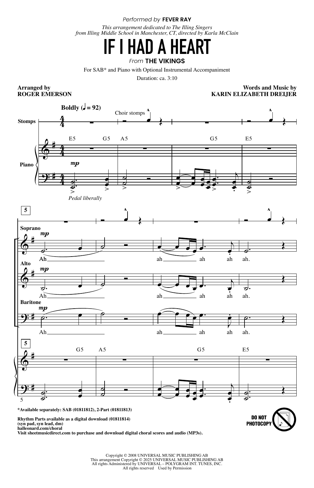 Produktbild zu: If I Had A Heart (arr. Roger Emerson)