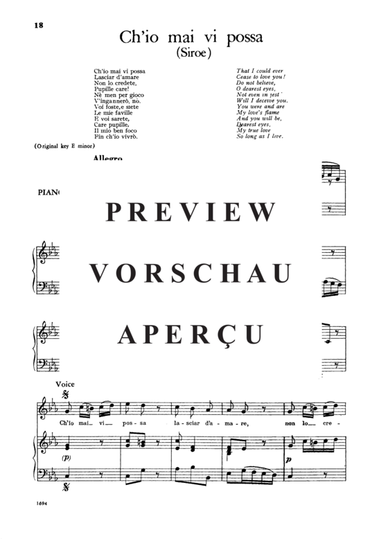 Product gallery: Page 2 of 6 Ch'io mai vi possa, , Low Voice and Piano