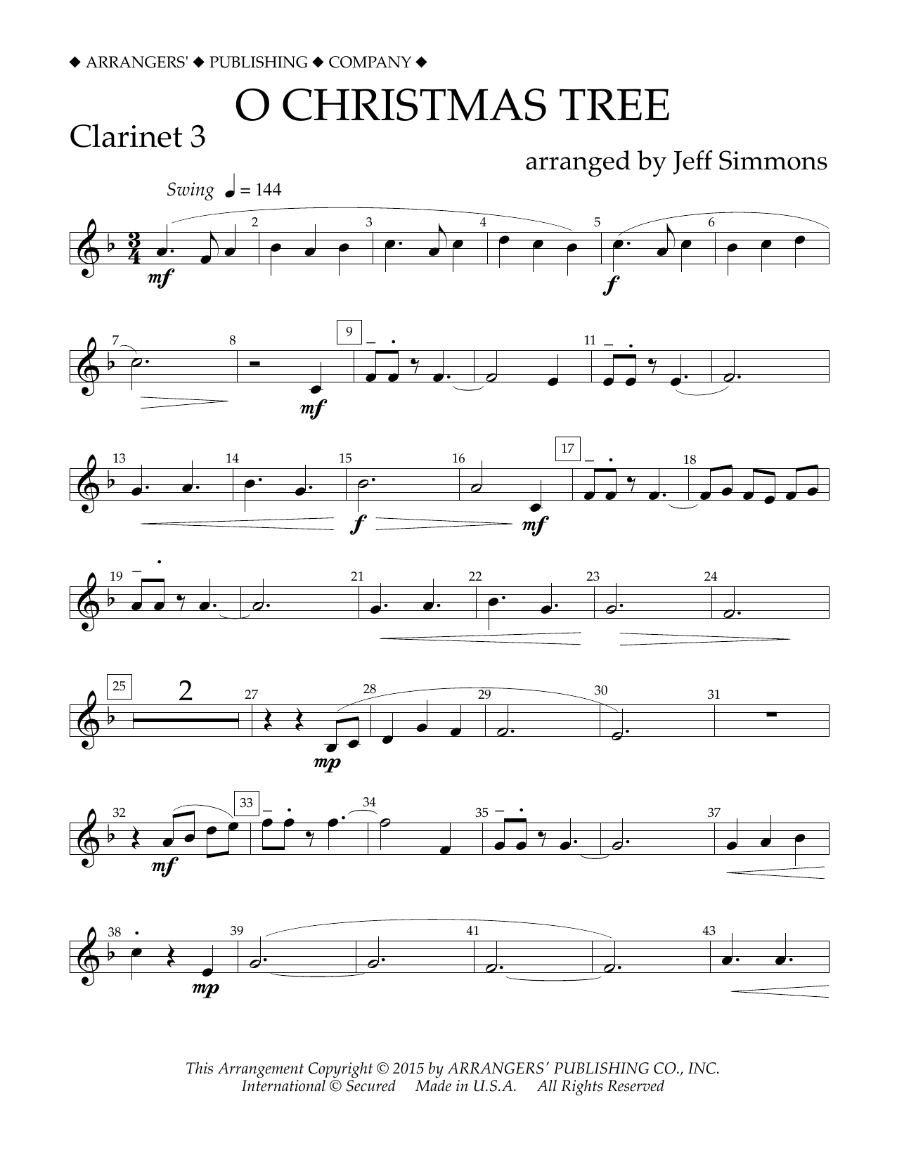 Product gallery: Page 1 of 1 O Christmas Tree - Bb Clarinet 3, Jeff Simmons