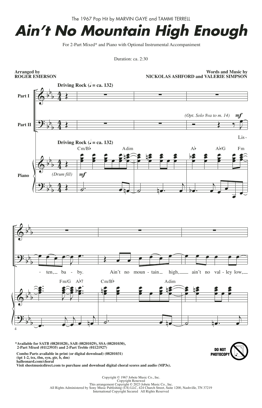 Product picture to: Ain't No Mountain High Enough (arr. Roger Emerson)