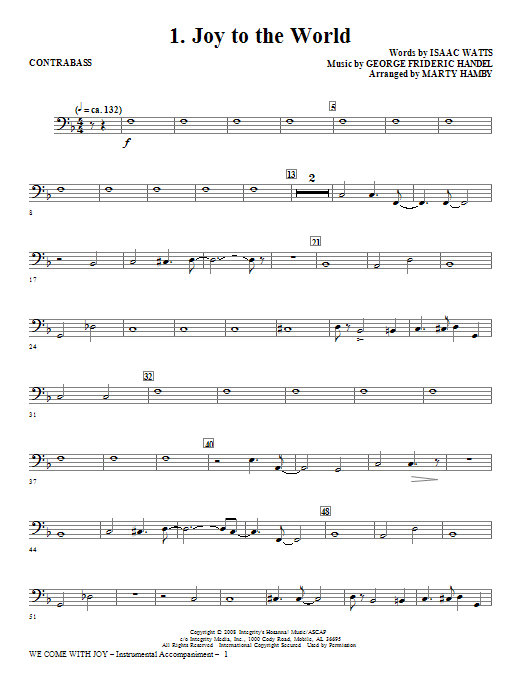 Product gallery: Page 1 of 1 We Come With Joy Orchestration - Contrabass, Marty Hamby