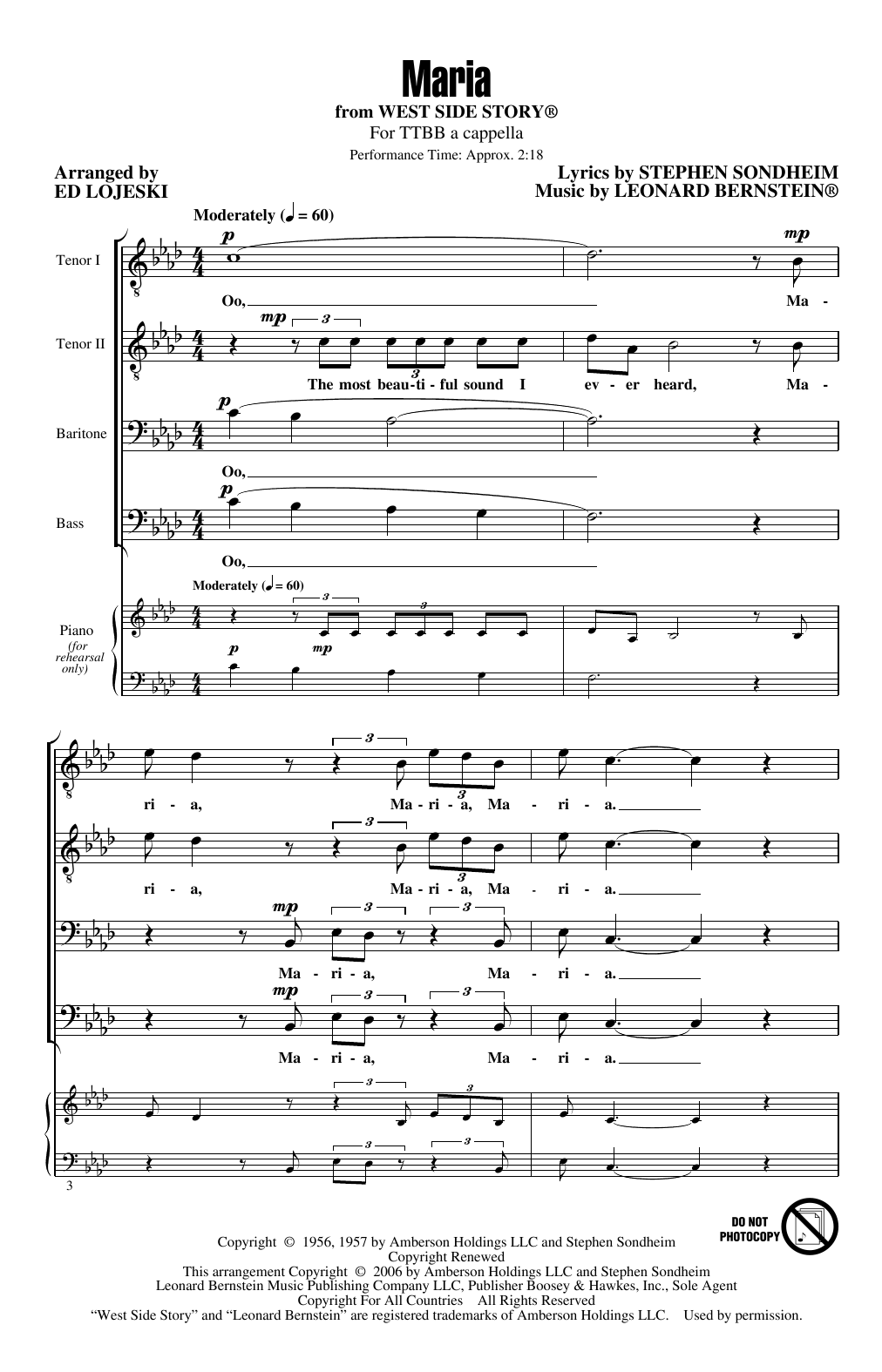 Product picture to: Maria (from West Side Story) (arr. Ed Lojeski)