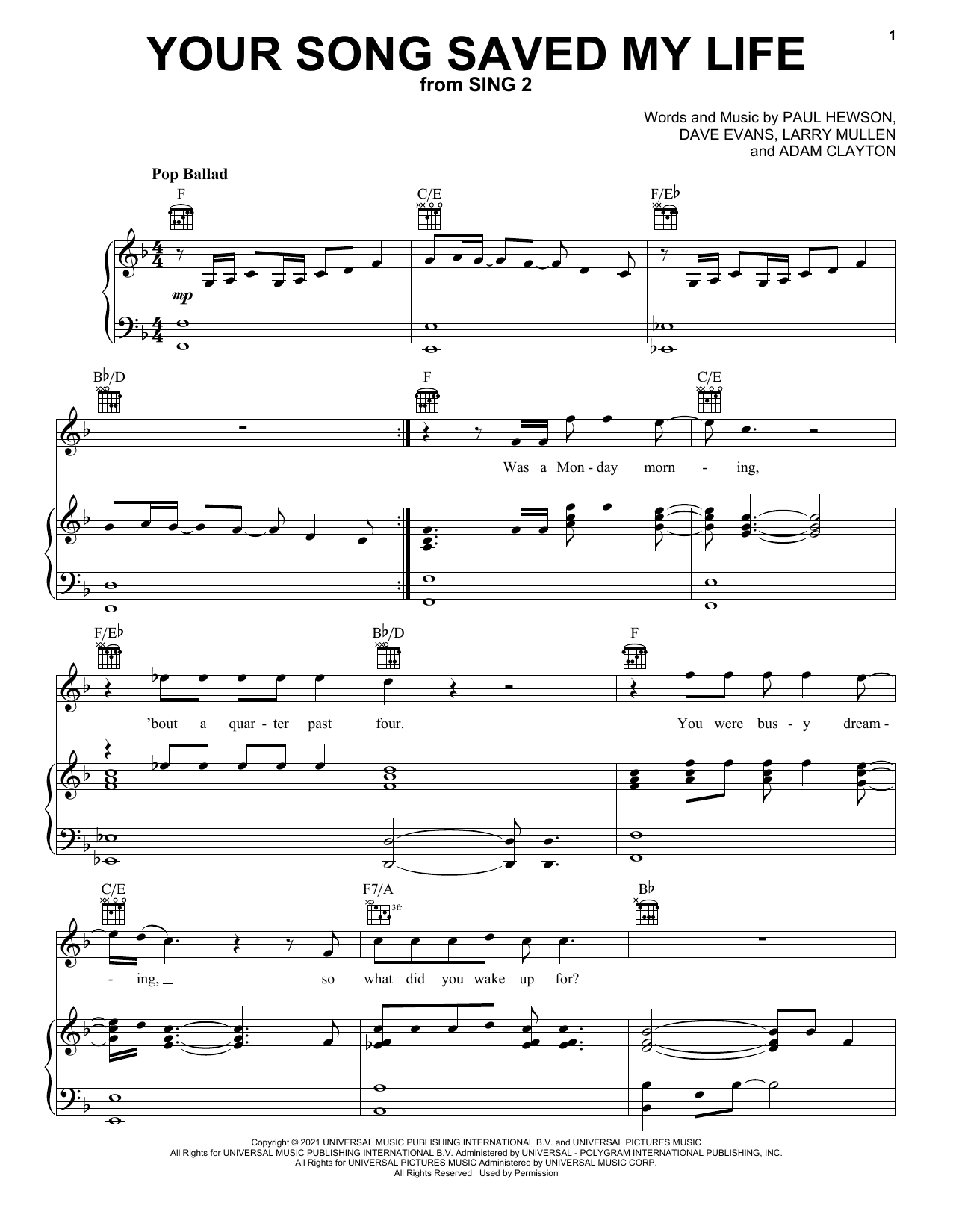 Produktbild zu: Your Song Saved My Life (from Sing 2)