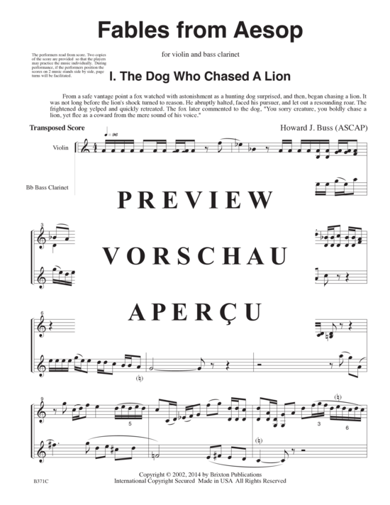 Product gallery: Page 4 of 17 Fables from Aesop , , (violin and bass clarinet)