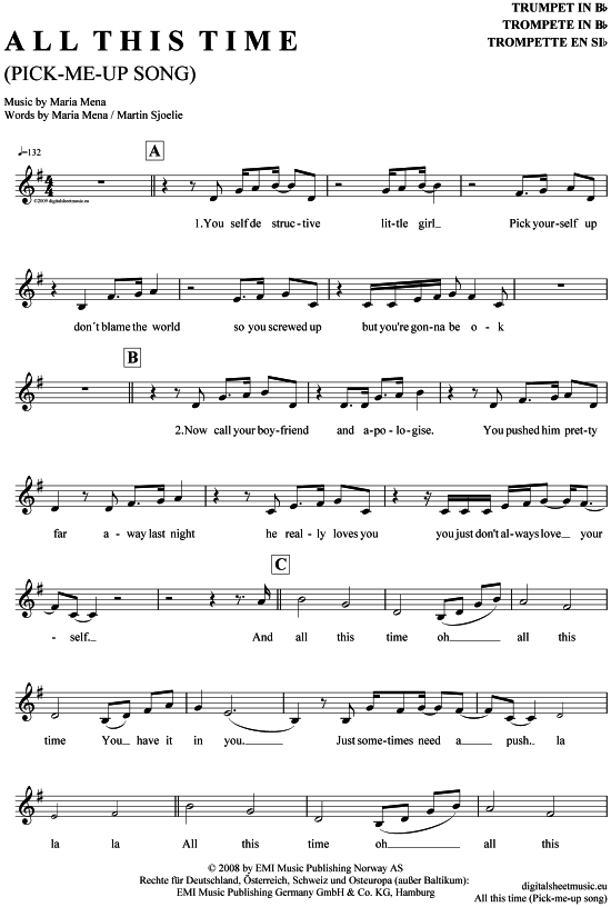 Produktgalerie: Seite 1 von 4 All this time (Pick-Me-Up Song) , Mena, Maria, Trompete in B