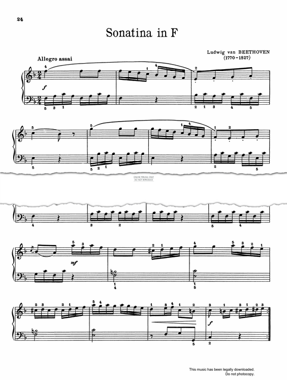Produktgalerie: Seite 1 von 1 Sonatina In F (First movement Anh. 5/2), Ludwig van Beethoven, Klavier