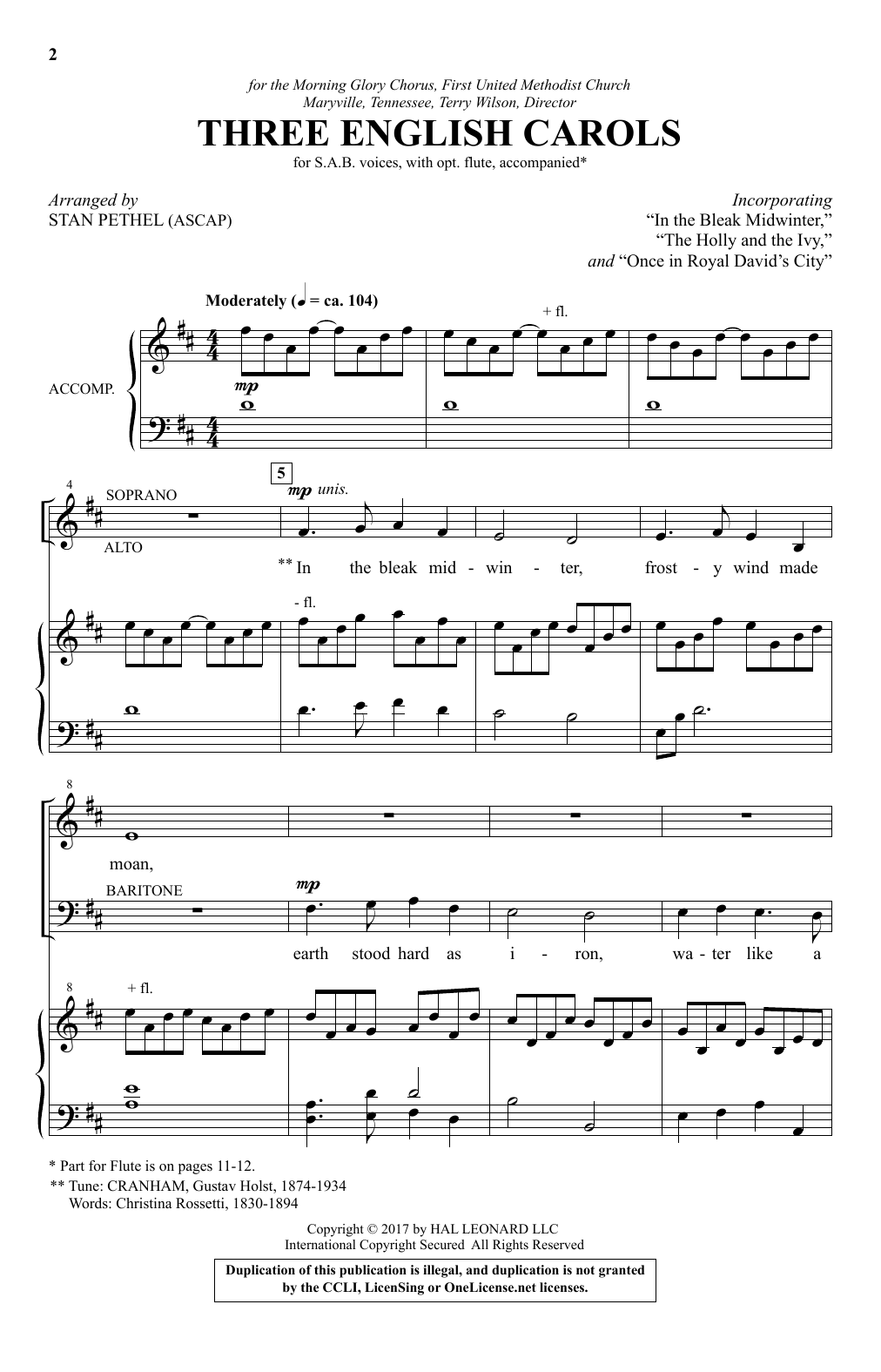 Product gallery: Page 1 of 1 Three English Carols, Stan Pethel