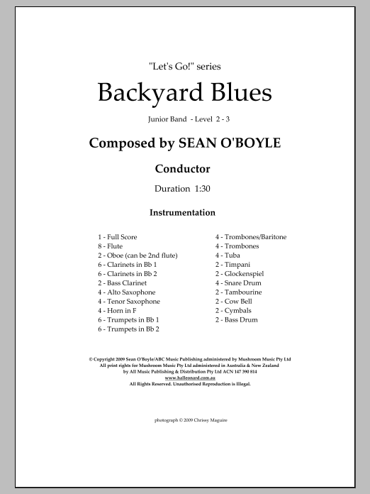 Produktbild zu:  Backyard Blues - Score - 