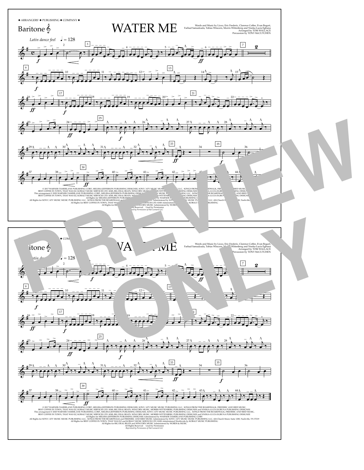Product picture to: Water Me (arr. Tom Wallace) - Baritone T.C.