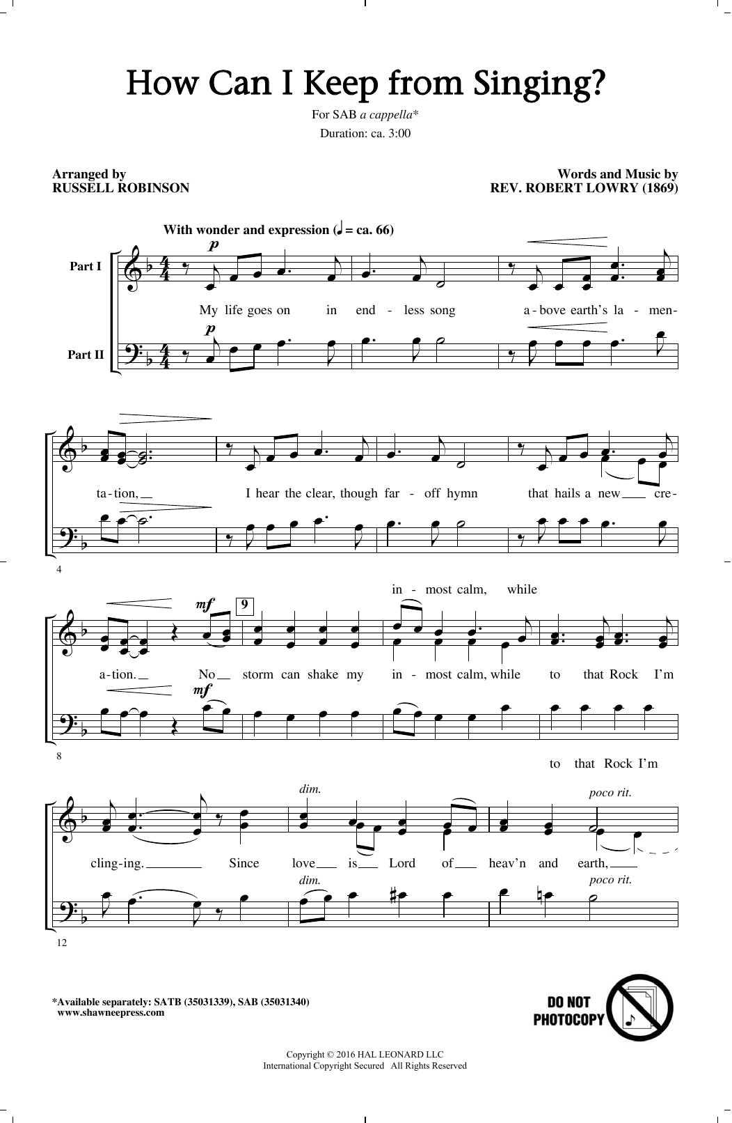 Produktbild zu: How Can I Keep From Singing?