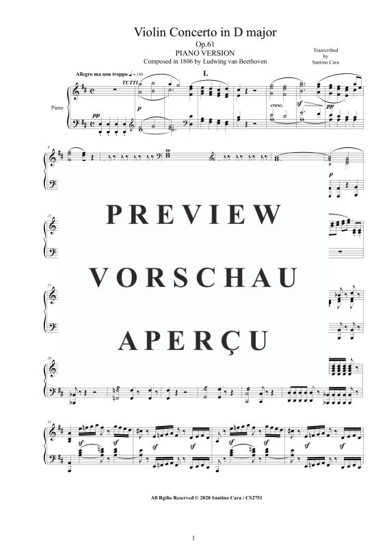 Produktgalerie: Seite 2 von 11 Violin Concerto in D major Op.61 - Piano Version, , Klavier Solo