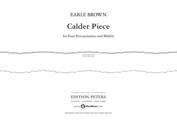 Produktgalerie: Seite 1 von 1 Calder Piece, Earle Brown, Percussion