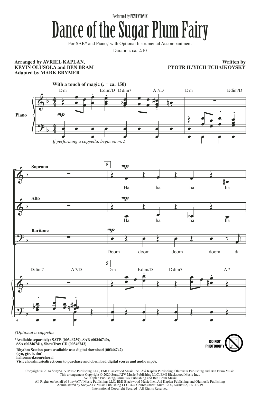 Product picture to: Dance Of The Sugar Plum Fairy (arr. Mark Brymer)